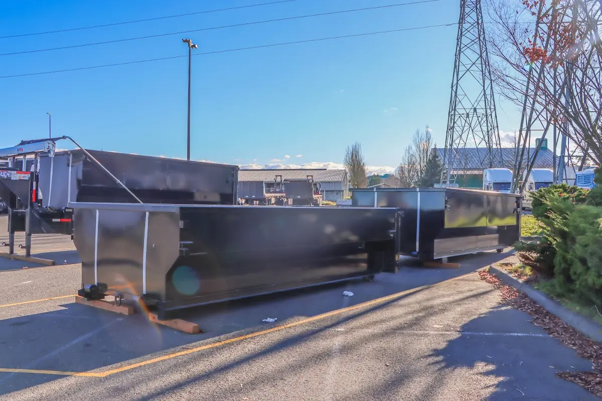Roll-off dumpster ready for waste disposal at job site for Commercial Dumpster Rental in Oradell